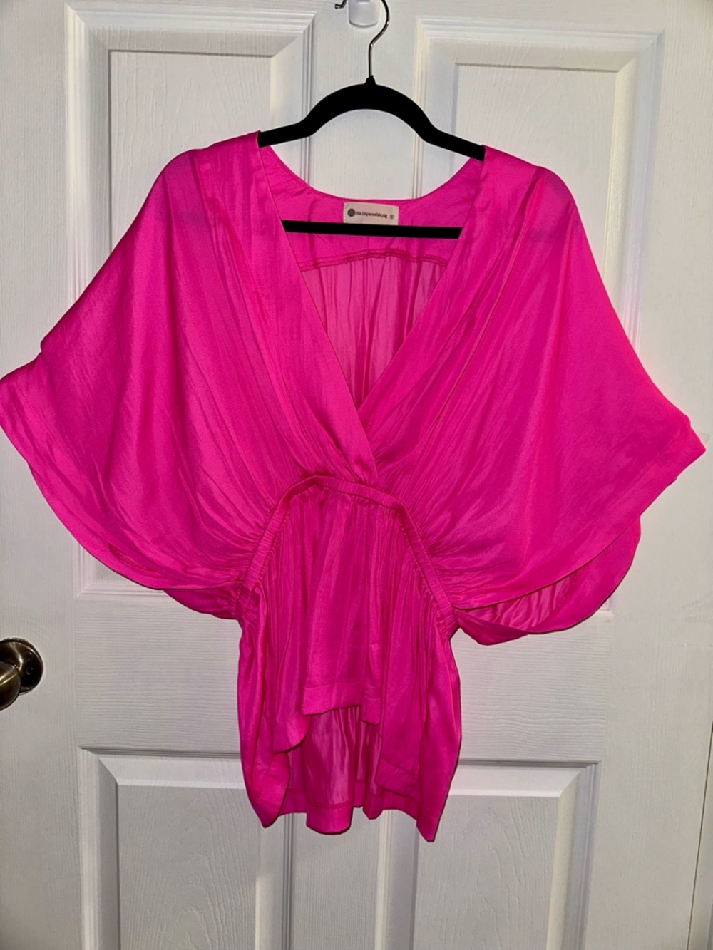 The Impeccable Pig Bright Hot Pink V-Neck Blouse